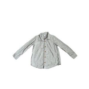 Old Navy Boys Long Sleeve Button-Up Shirt 5T Gray Lightweight Casual Cotton Blen